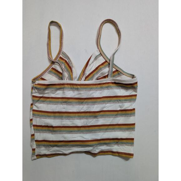 Sky and Sparrow Crop Top Size M Medium Sleeveless Tank Tied Stripes Ruched - Picture 4 of 5